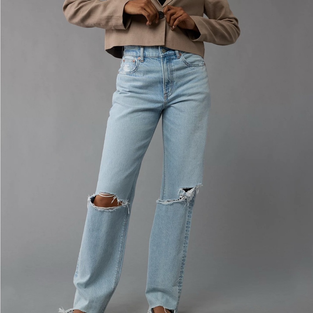 NWT American Eagle Strigid High Rise Baggy Straight Jean